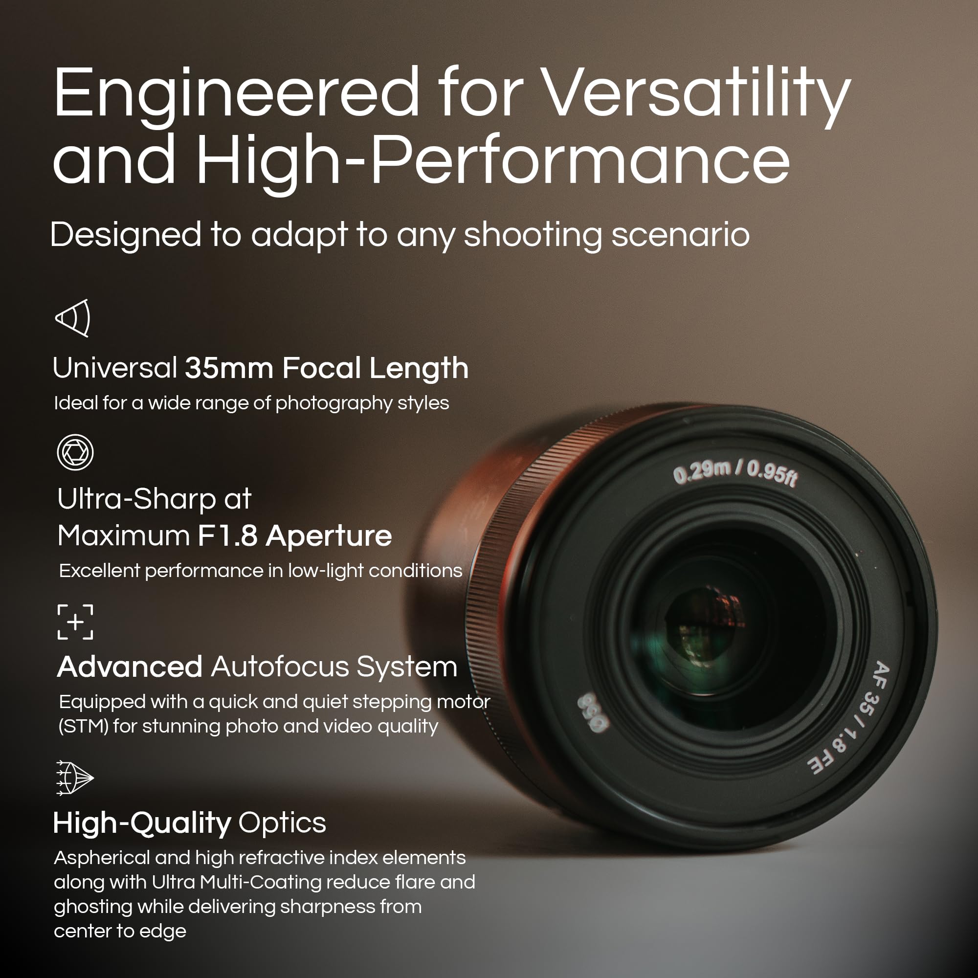 Rokinon AF 35mm F1.8 Auto Focus Full Frame Lens for Sony E