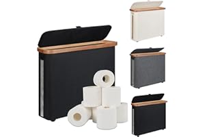 CFGUK Toilet Paper Storage Basket with Lid - The Ultimate Bathroom Organizer, Free Standing Toilet Paper Holder for Up to 9 Mega Rolls, Toilet Tissue Storage Bin with Handle for RV Closet, Black