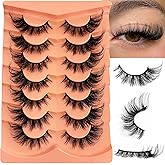False Eyelashes Strip Lashes Wispy Yasnai Cat Eye Lash Fake Eyelash Natural Look Volume 18mm Mink Fluffy Fox Eyelashes 7 Pair