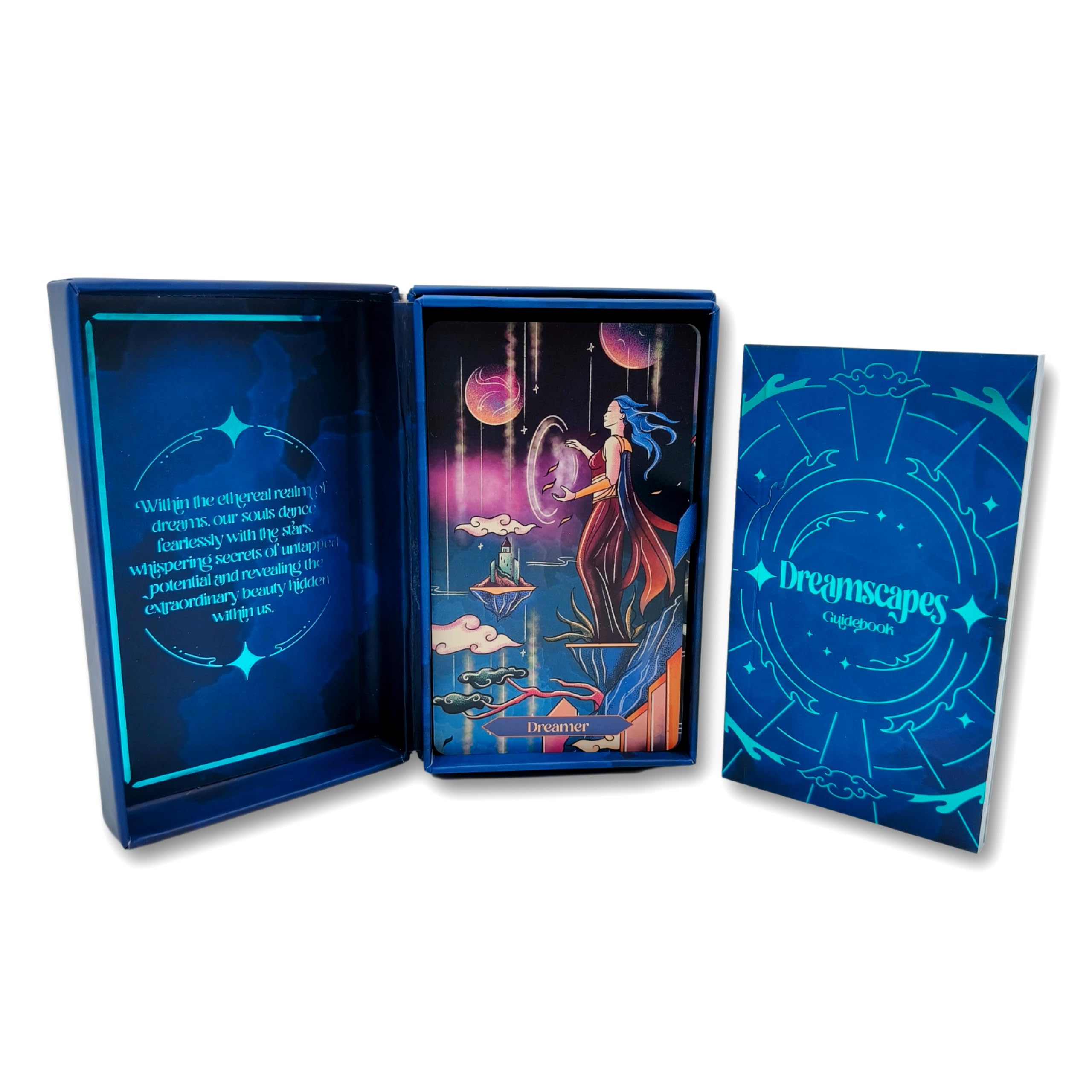 Dreamscapes Tarot Cards Deck Set, Unique Art Work with Guide Book for Beginners - A Minimalist Blue Foil Tarot Deck, Major and Minor Arcana Full Tarot Deck with 78 Cards