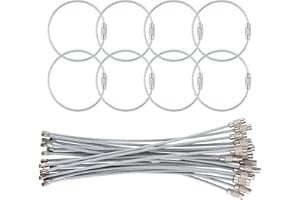 Bidponds 25 Pack Wire Keychain Cable,5.9 Inches Nylon Coated Stainless Steel Key Ring,Luggage Tag Loops,2mm Twist Barrel,Silver
