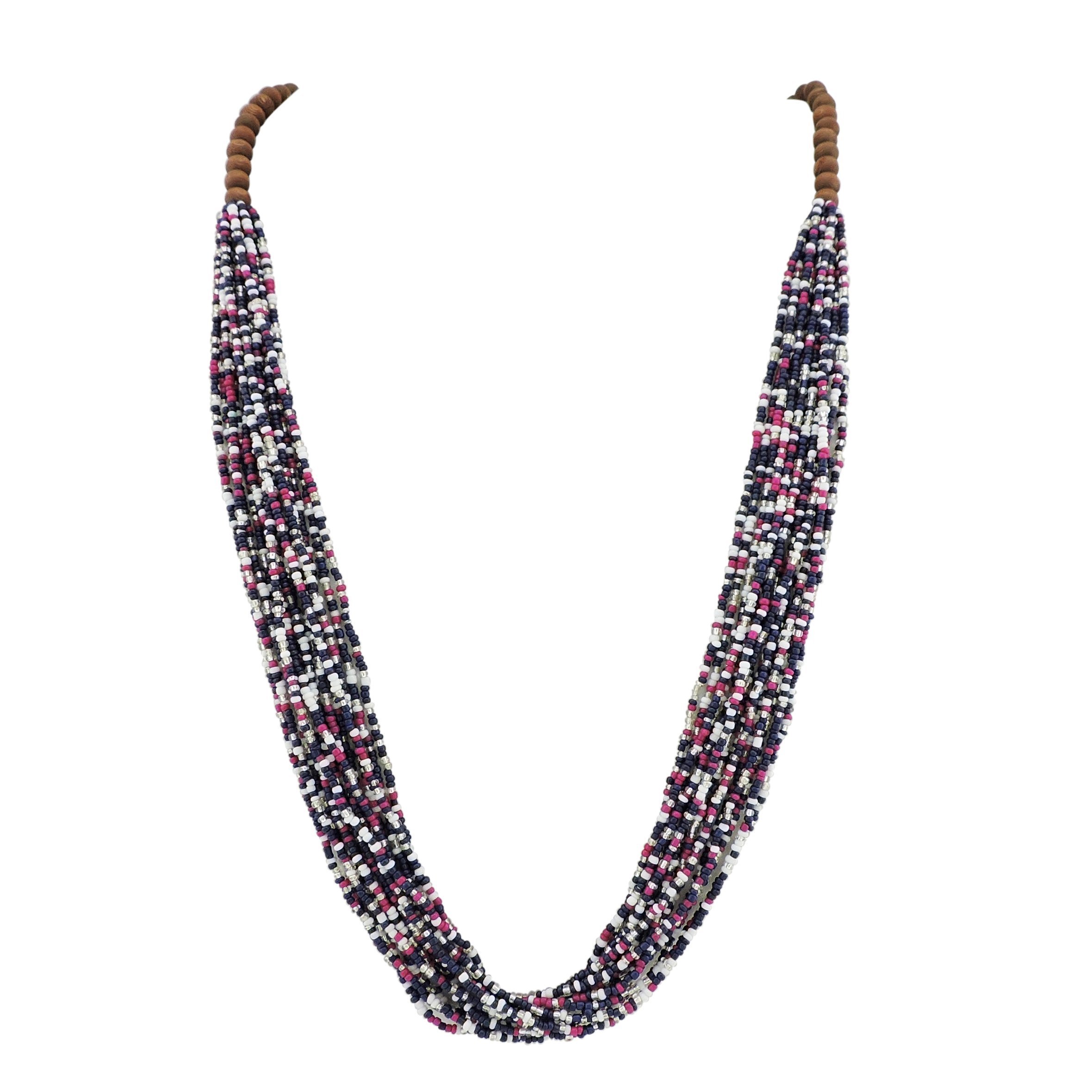 Bocar Long Multiple Row Handmade Beaded Statement Necklace with Gift Box (NK-10407-Astral Aura)
