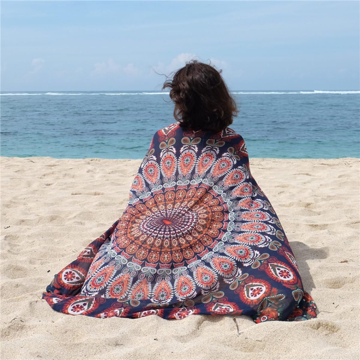 DAZUE Bohemian Round Multi Use Chiffon Beach Towel Sunscreen Summer Beach,1