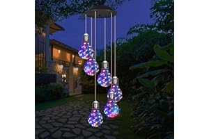 YHmall Colorful Lights Solar Wind Chimes for Outside, Hanging Lights for Women Grandma Mom Birthday, Christmas Decor for Outdoor Garden Balcony Bedroom Yard