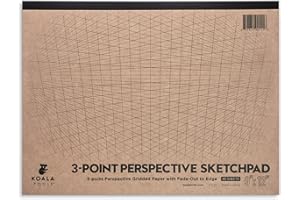 Koala Tools | Drawing Perspective (1 and 2-Point) Large Sketch Pad (3 Point - 9 x 12)