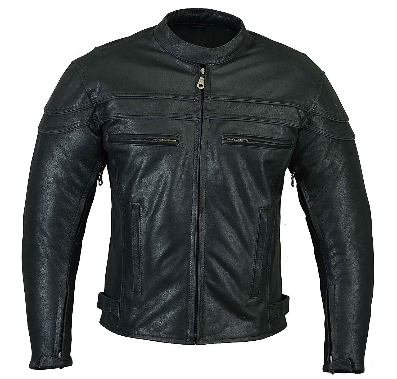 Bikers Gear Sturgis Monza Naked Cowhide Leather CE Armoured Vented Motorcycle Jacket 6XL