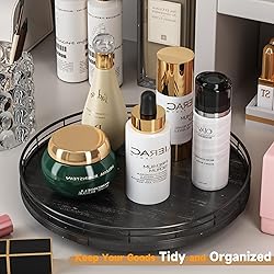 12" Oak Bathroom Vanity Tray Turntable for Perfume