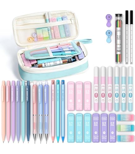 Mechanical Pencil Set With Cute Pencil Case, 12x Pastel Mechanical - View #2