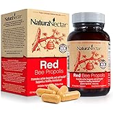 NaturaNectar - Red Bee Propolis Capsules - NSF Contents Certified Premium Brazilian Propolis - Gluten-Free Supplements with More Diverse Flavonoids & PWE - Sourced Through Ethical Beekeeping (60pcs.)