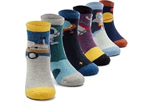 AISYEE Boys Wool Socks Kids Thick Winter Socks Thermal Crew Socks for Boys 6 Pairs