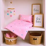 The Magic Toy Shop BiBi Doll Bedding Set 3 Pcs Pink Quilt Mattress Pillow 20" view 6