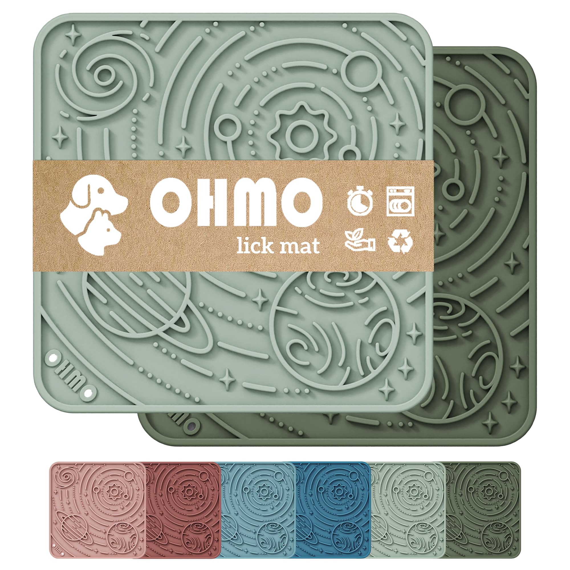 OHMO Licky Mat for Dogs and Cats(Small, 2pcs) Enrichment Accessories Toy Space Star Easy Clean Pet Slow Feeder with Suction Cups, Licking Pad for Anxiety Relief and Boredom Reduction