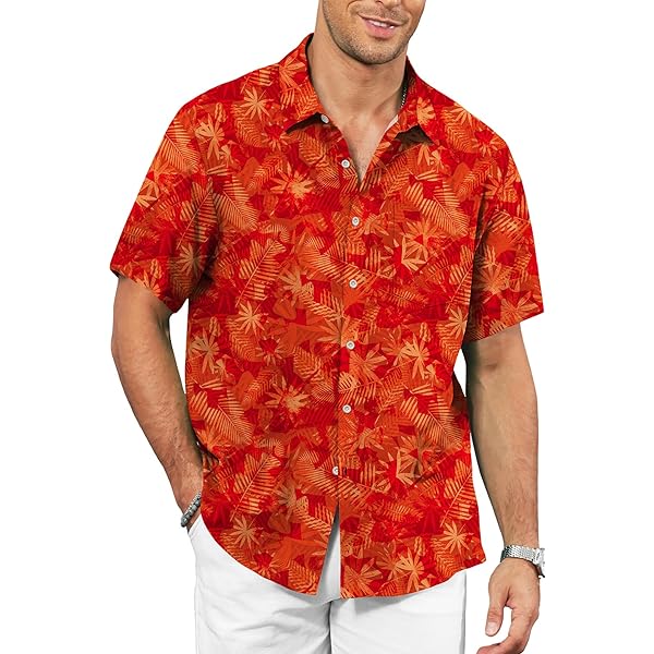 Men's Hawaiian Shirt Short Sleeve - Visesunny Casual Button Down Aloha Shirt For Summer