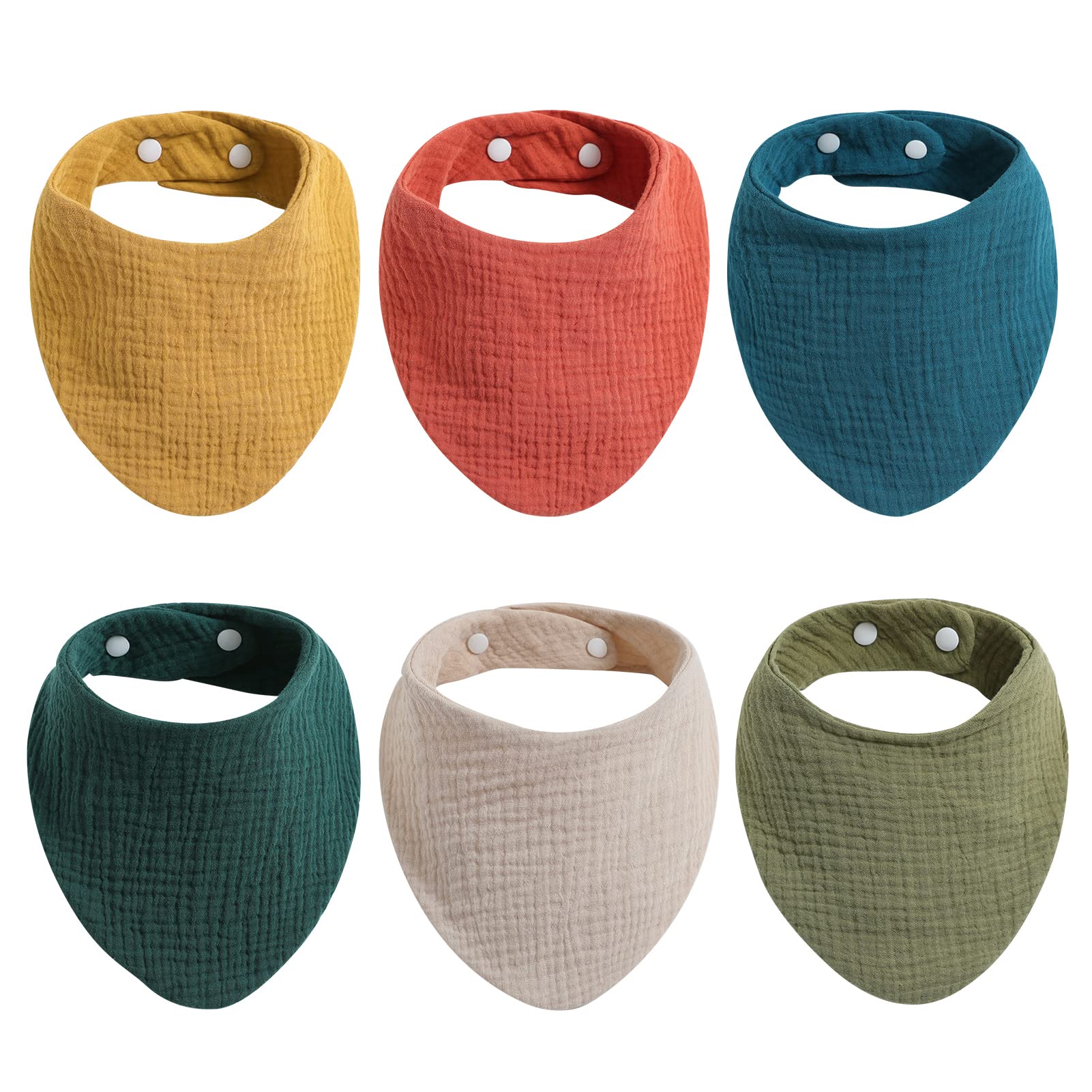 Viakty Double Layer Cotton Muslin Bibs 6 Pack, Soft and Absorbent Drool Bibs with 2 Adjustable Snap for Newborns, Toddlers, Boys and Girls — image 1
