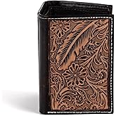 ARIAT Men's Trifold Wallet - Genuine Leather with Feather Embossed Design, Brown