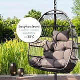 VITA5 Hanging Egg Chair Indoor Outdoor with Frame Polyrattan Cushion Dark Grey view 7
