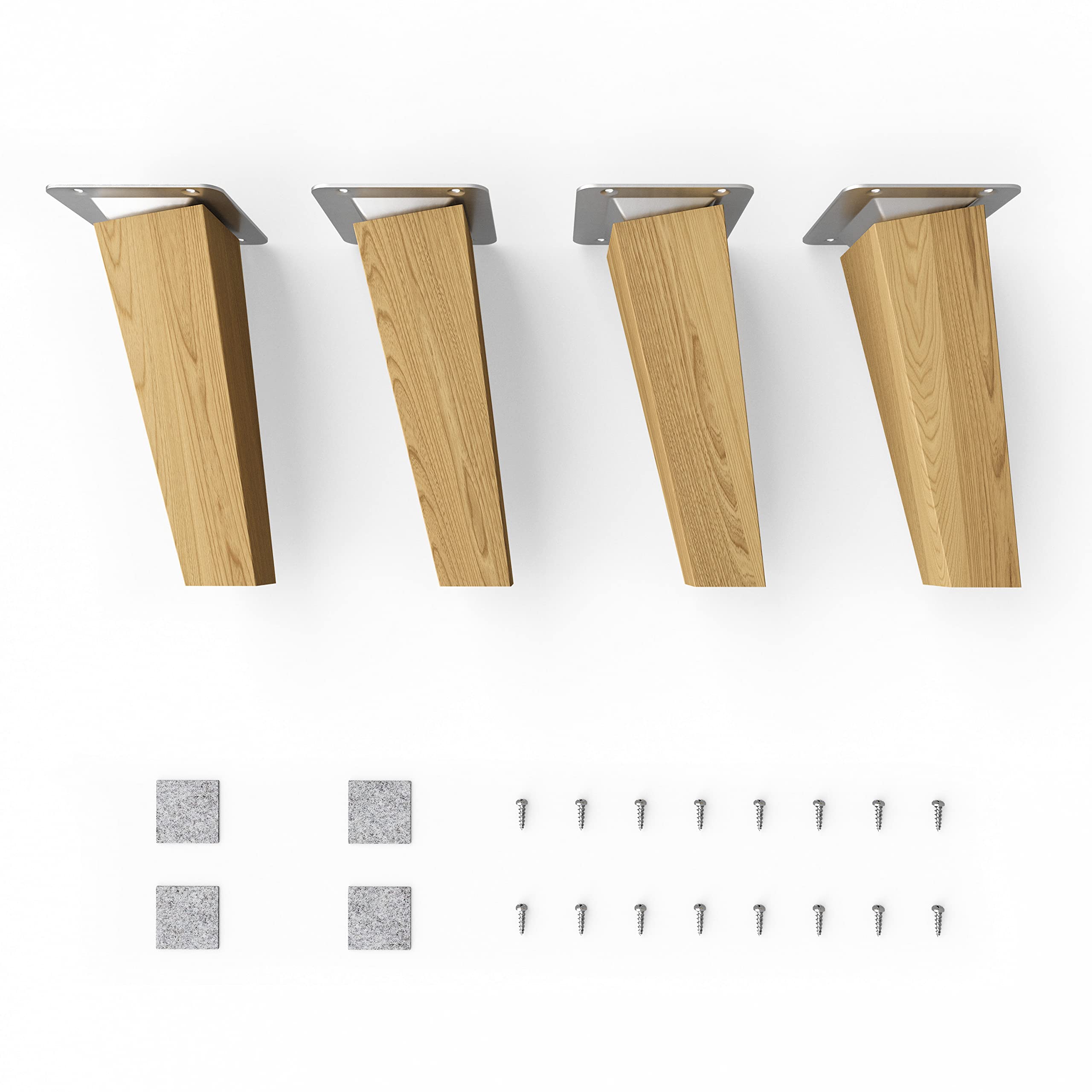 Sossai® Wooden furniture feet - Clif Square | oil finish | height: 15 cm | HMF4 | Square conical (slanted design) | material: solid wood (oak) | for chairs, tables, cupboards