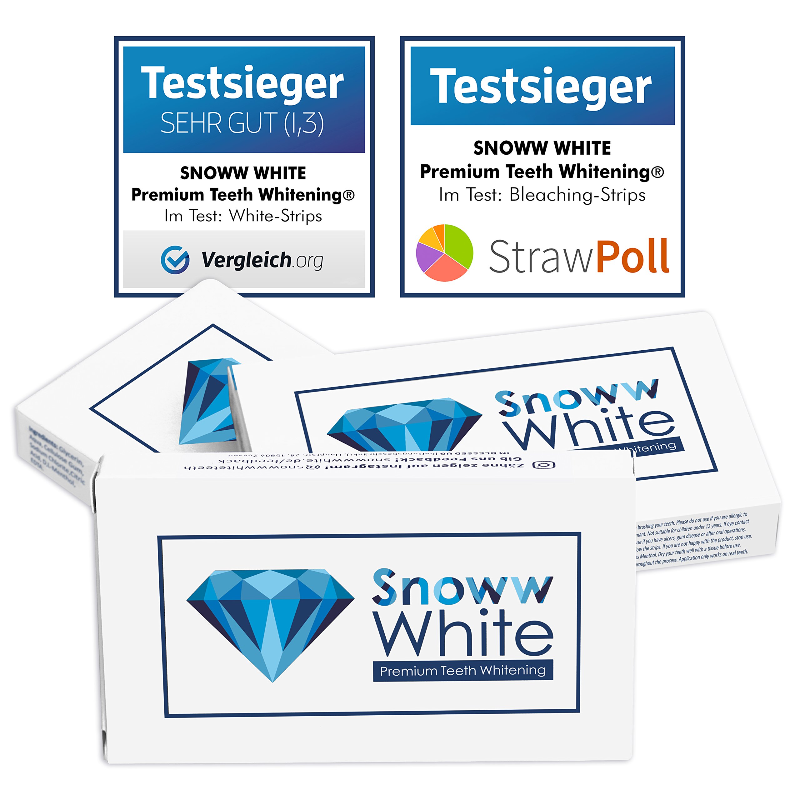 Premium Bleaching White Stripes - Schmerzfrei - Zweifacher Testsieger - Zähne Aufhellen - Zahnaufhellung Weiße Zähne