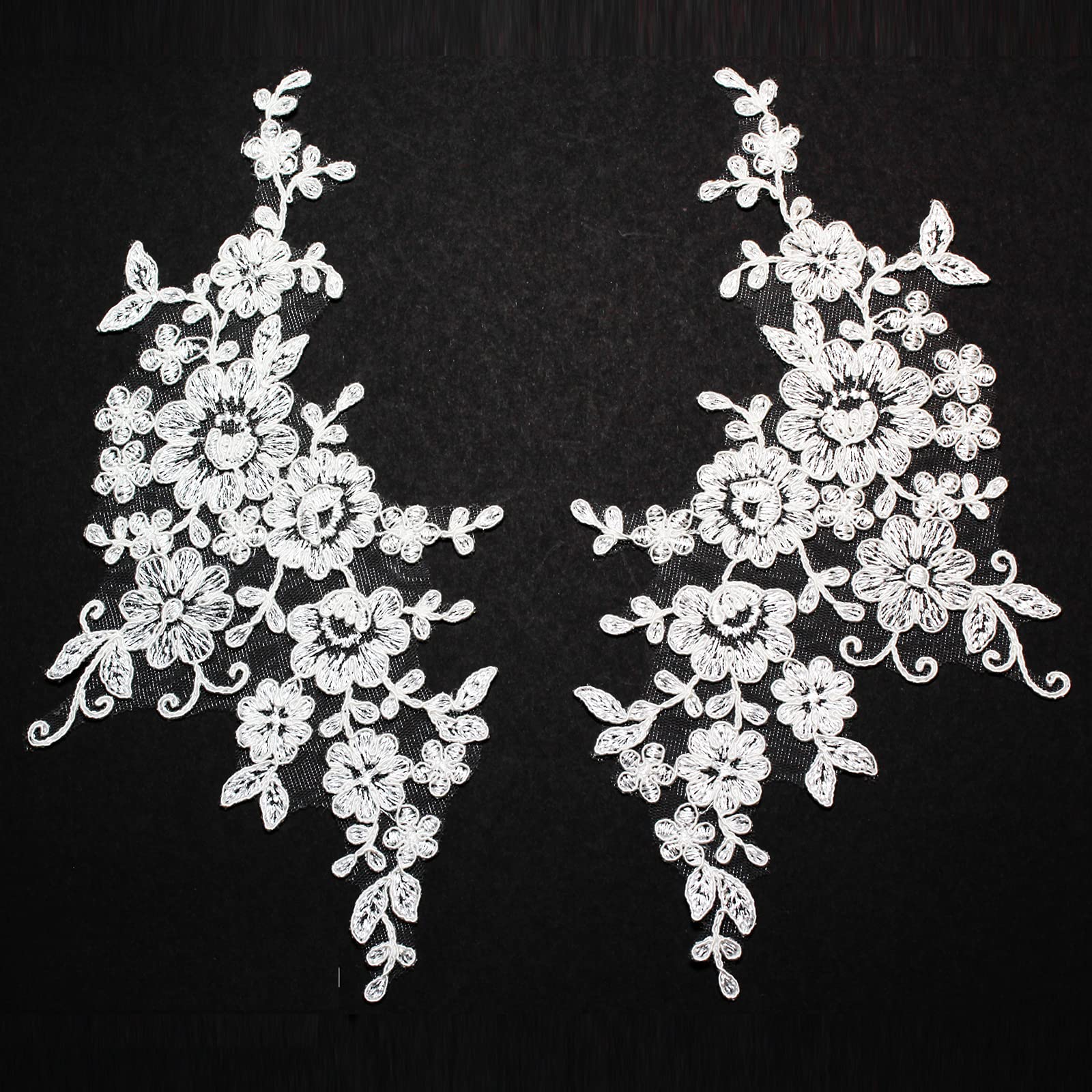 4 X Embroidered Lace Bridal Wedding Lace Applique Trim Motif #4A (Cream)