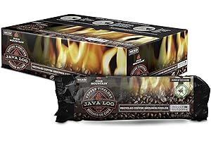 Pine Mountain Java Log, Recycled Coffee Grounds 4-Hour Firelog Long Burning Firelog for Campfire, Fireplace, Fire Pit, Indoor & Outdoor Use, 2 Pack