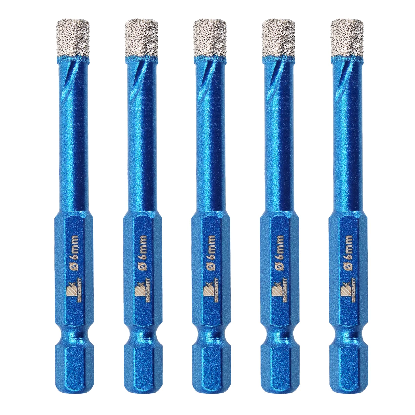Diamond Drill Bit 6mm,BRSCHNITT 5pcs/pack 1/4 Inch Diamond Hole Saw Drill Bit for Porcelain Tile Ceramic Stone Granite Marble,Hex Shank Dry Drilling Diamond Core Drill Bit Set — image 1