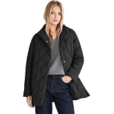 Orolay Women's Oversized Quilted Down Jacket Lightweight Puffer Casual Coat | Long-Sleeve Padded and Insulated Coat with 2 Side Pockets | Mid-Length A-Line Swing Hem Side Slits Stand Collar Snap Closure