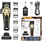 KEMEI 2373 Professional Hair Clippers for Men, Cordless Barber Clipper with 8800 RPM Magnetic Levitation Motor, Adjustable Hair Cutting Kit with Charging Base
