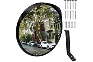 UCANVIN 12-Inch Convex Mirror, Safety Traffic Outdoor & Indoor, Adjustable Wide Angle View Curved Driveway Mirror for Parking Garage Warehouse Store Office or Traffic Safety (Black)