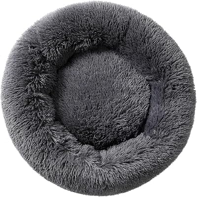 Fhodigogo Plush Donut Dog Cat Bed Fluffy Calming Round Warm Nest 3kg