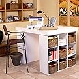 Venture Horizon Project Center Desk with Two 9-Cubby Bookcase Sides (White)