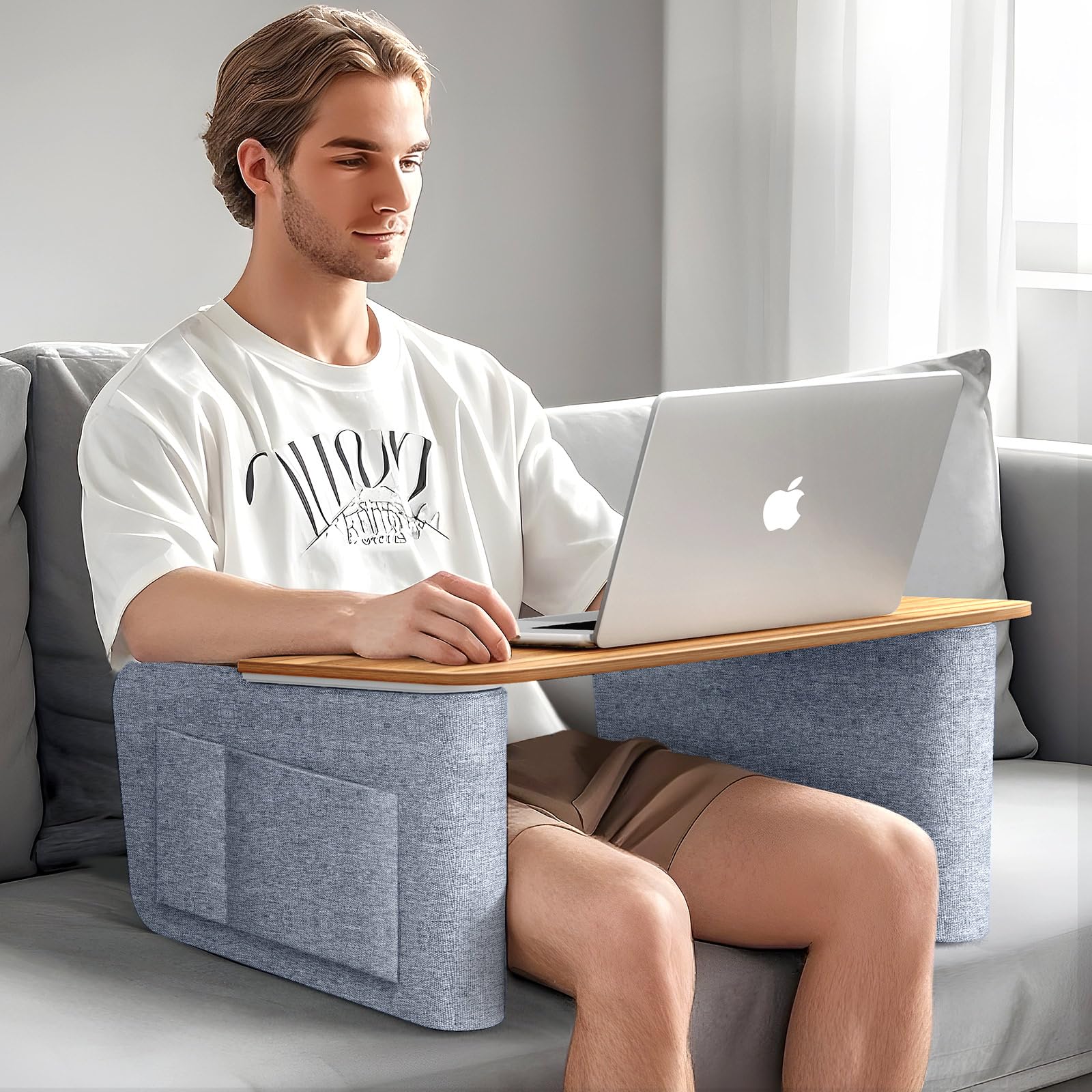 Photo 1 of UPERGO Reading Pillow for Lap, Lap Desk Pillow with Arm Rest for Adult, Large Broad for Reading, Working, Gaming Crocheting Sitting in Bed Couch