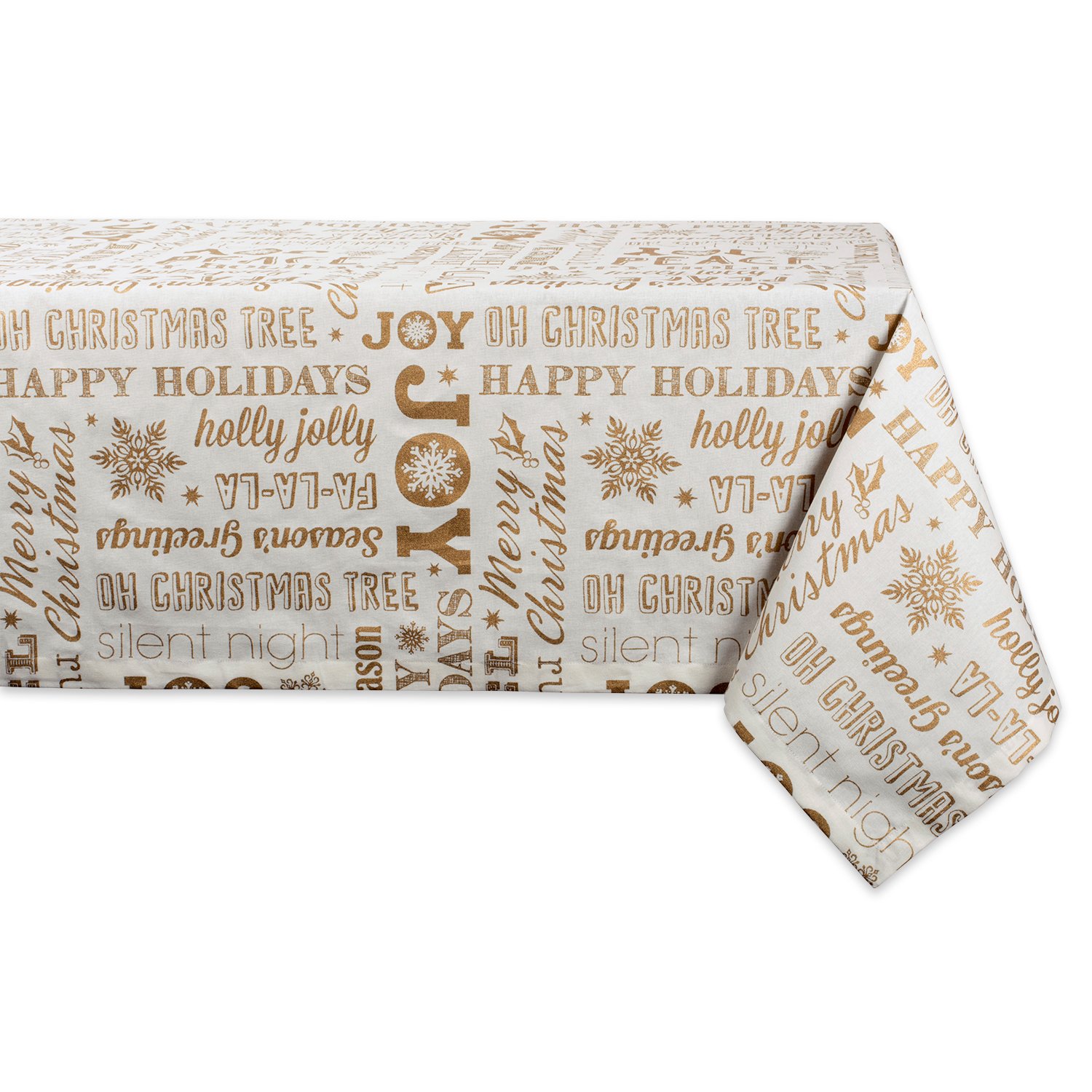 DII Metallic Fabric Kitchen Décor, Cotton, Gold Holiday Collage, 84" x 60" (Rectangular)