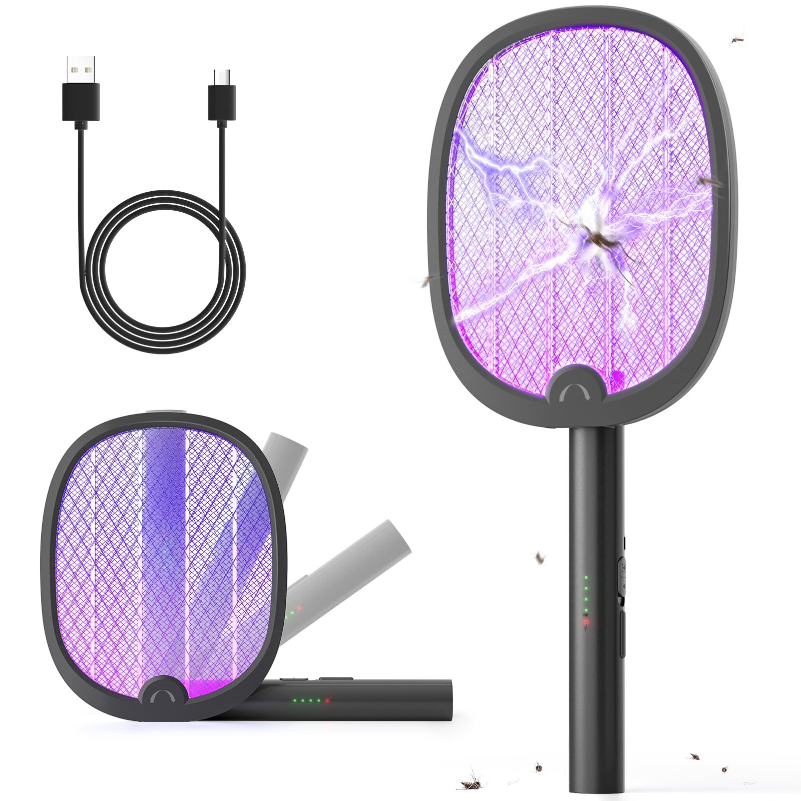 YISSVIC Elektrische Fliegenklatsche Extra Stark klappbar 2in1 Schwarz 1 STK