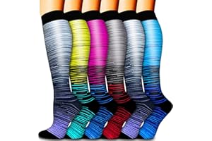 Bluemaple 6 Pack Copper Compression Socks for Women and Men Circulation-Best Support for Medical, Running,Nursing,Athletic