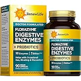 Renew Life Florazyme Digestive Enzymes with Probiotics | Doctor Formulated | Helps Occasional Gas, Bloating & Discomfort | Digestive & Immune Health | Dairy Free | 90 Vegan Capsules