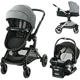 Graco Modes Nest Travel System, 3-in-1 Baby Stroller and Car Seat Combo with SnugRide SnugLock 35 Elite Infant Car Seat, Rear