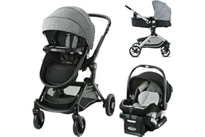 Graco Modes Nest Travel System, 3-in-1 Baby Stroller and Car Seat Combo with SnugRide SnugLock 35 Elite Infant Car Seat, Rear