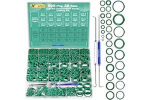 XBVV 595 Pcs Metric and SAE Air Conditioning O-Ring Kit for Automotive A/C, Compressor and Professional Faucet Plumbing Seal O Rings Repair with O-Ring Picks,Resist Oil and Heat (Green)