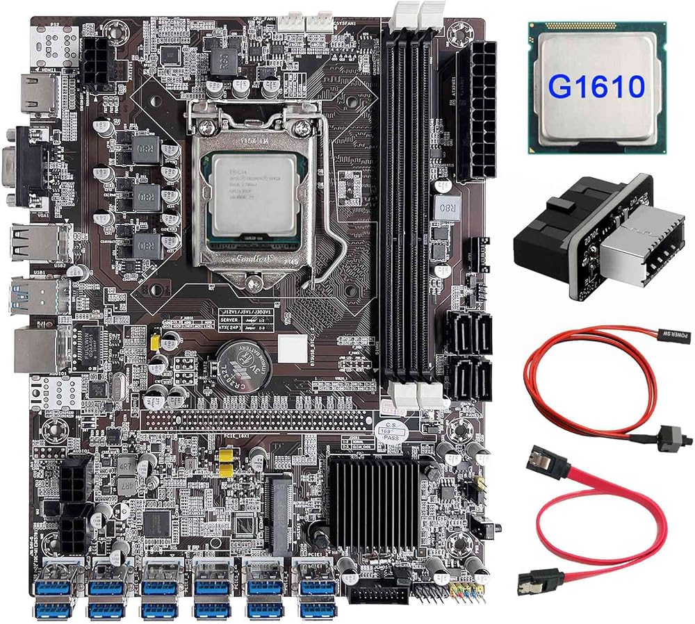 Lodokdre B75 12 Card Mining Motherboard CPU USB3.0 Adapter Cable Switch LGA1155