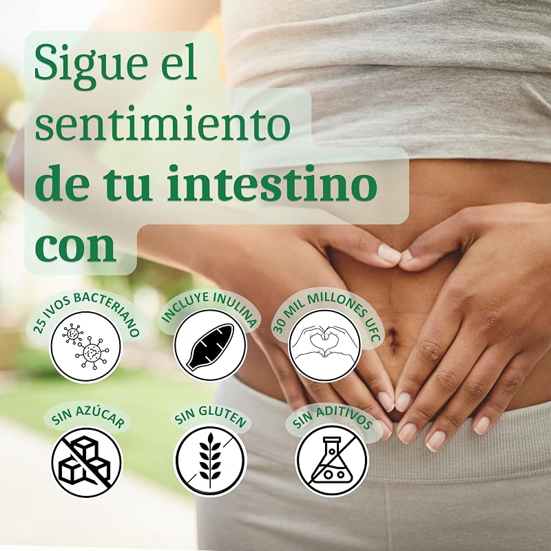 Probióticos y Prebióticos Intestinales con 25 Cepas Bacterianas + Inulina, 180 Cápsulas - 60 Mil Millones de UFC: Flora Intestinal Completa - Lactobacillus, Bifidobacterium, Máxima Concentración