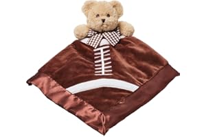 Bearington Collection Touchdown Snuggler Plush Football Lovey - 15-Inch Satin & Velour Security Blanket for Babies - Soft Plush Newborn Baby Football Toy for Boys