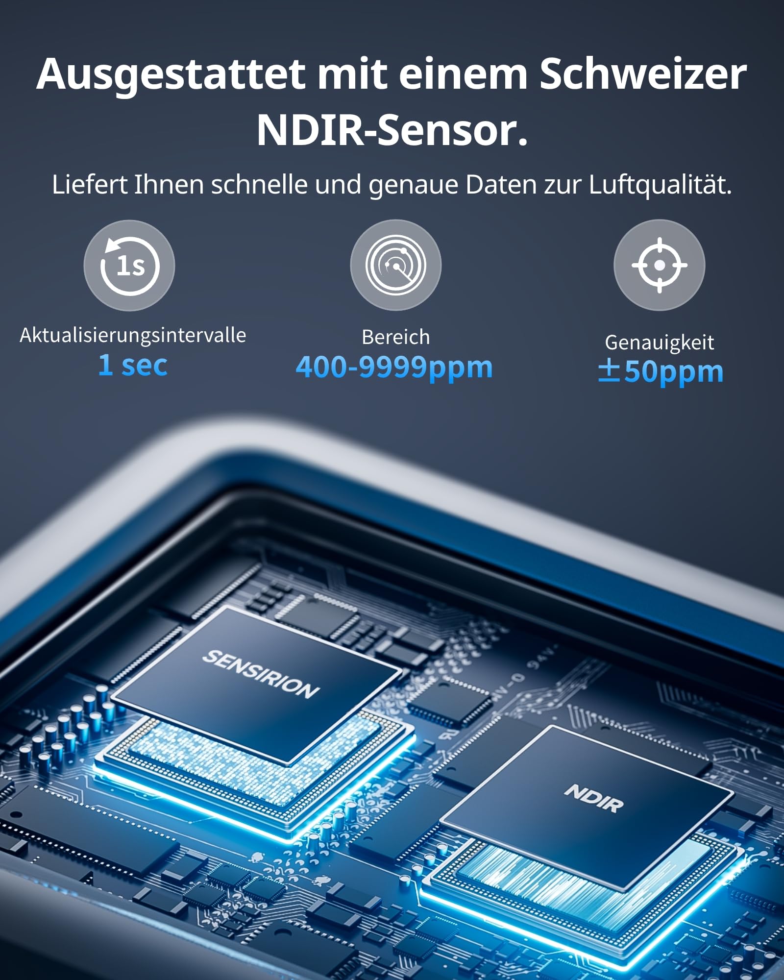 SwitchBot CO2-Melder, CO2 Messgerät mit Thermometer Hygrometer Innen, Luftqualität Messgerät mit CO2-Alarm, Bluetooth CO2 Sensor mit APP, 2 Jahre Datenspeicher, Hub erforderlich 4