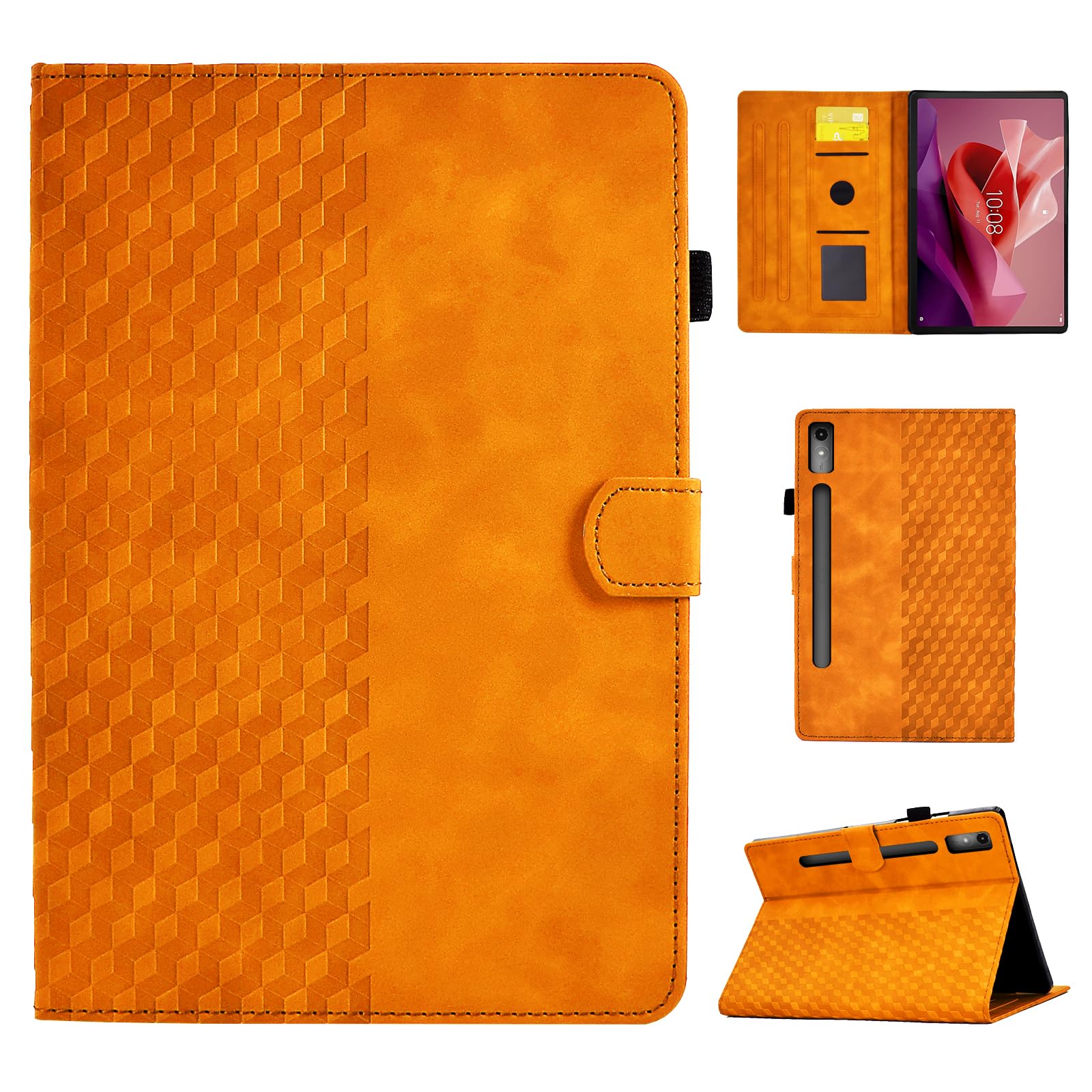 CASAFUNY Case for Lenovo Tab P12 Case 12.7 Inch 2023 Protective Tablet Case Multi-Angle Stand Cover with Auto Wake/Sleep Function for Lenovo Tab P12 2023 Released TB370FU, Orange — image 1