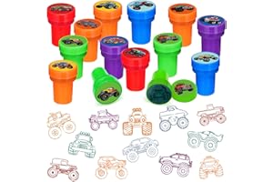Cinrobiye 24 PCS Monster Truck Party Stampers，Truck & Car Birthday Favors, Hot Wheels Party Supplies, Classroom Rewards, Carnival Prizes, Goodie Bag & Pinata Fillers for Boys Girls