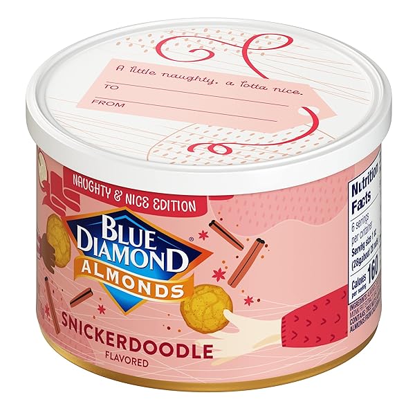 BLUE DIAMOND ALMONDS, SNICKERDOODLE HOLIDAY SNACK NUTS, 6 OZ RESEALABLE CAN