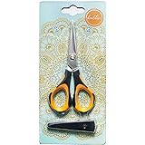 Beaditive Precision Craft Scissors - Stainless Steel Paper Crafting Scissors With Safety Cap - Ultra Sharp Blades & Non-Slip 