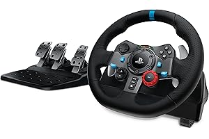 Logitech G29 Driving Force Racing Wheel and Floor Pedals, Real Force Feedback, Stainless Steel Paddle Shifters, Leather Steering Wheel Cover, Adjustable Floor Pedals, EU-Plug, PS4/PS3/PC/Mac, Black