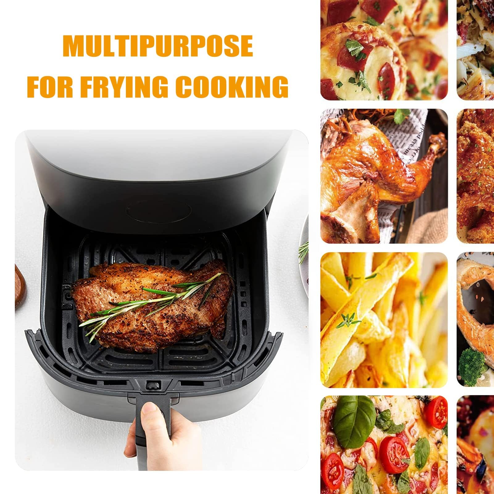 GWY Air Fryer Grill Pan for COSORI Air Fryer Pro LE 5 Qt, Non-Stick 8.3’’*8.3’’ Air Fryer Rack Replacement Parts Accessories Grill Plate Crisper Plate Tray with Rubber Bumpers, Dishwasher Safe