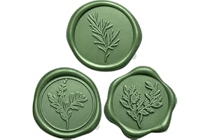 Crafts by Uncle Joel Green Wax Seal Stickers (60 Pcs, 3 Designs in 1 Pack) Premium Envelope Seal Stickers for Wedding Invitation Envelopes, Adhesive Wax Seals, Perfect for Seating Chart, Gift Wrapping