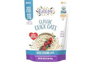 Oatsome Organic Quick Oats, 1lb Bag – Gluten-Free, Whole Grain Oats for Oatmeal, Baking, & Granola